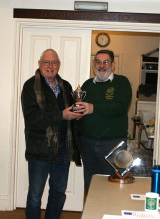 John Williams accepts the Orchard troply <br>as the intermediate turner <br>of the year from <br>Matthew Jevons